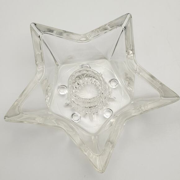 Set of 3 Star Celestial Starburst Cut Glass Candlestick Holders Clear Vintage - Picture 6 of 9